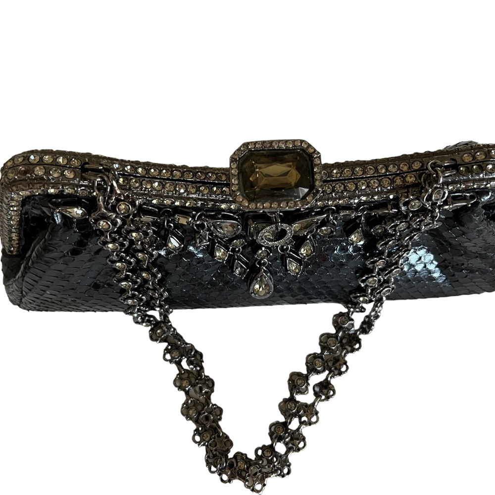 CLARA KASAVINA hand made black snake skin handbag clutch bag - Picture 6 of 16